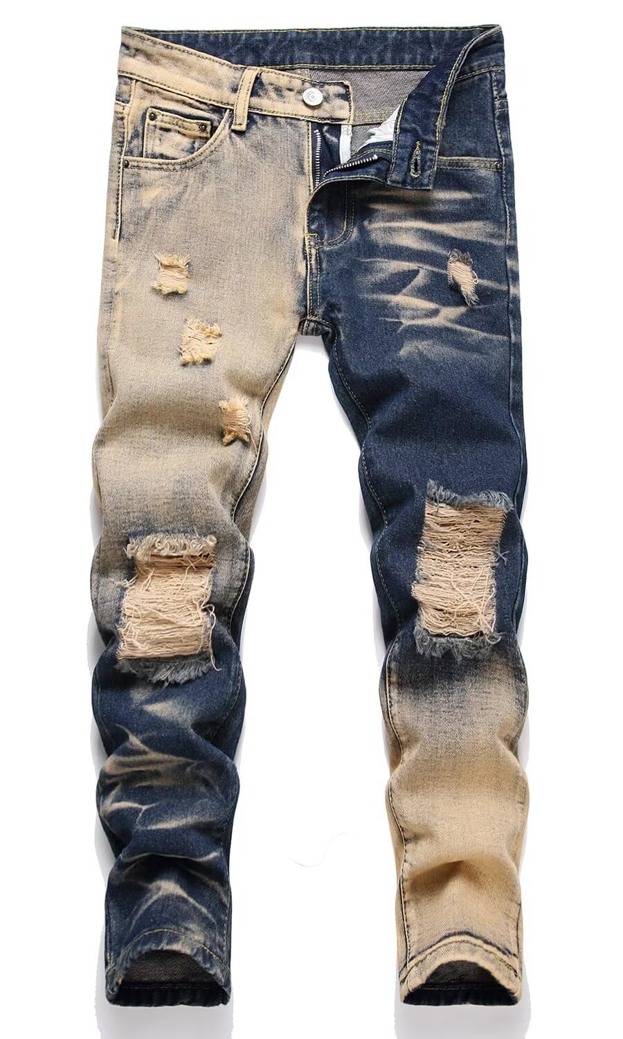 HENGAO Boy's Distressed Ripped Skinny Jeans