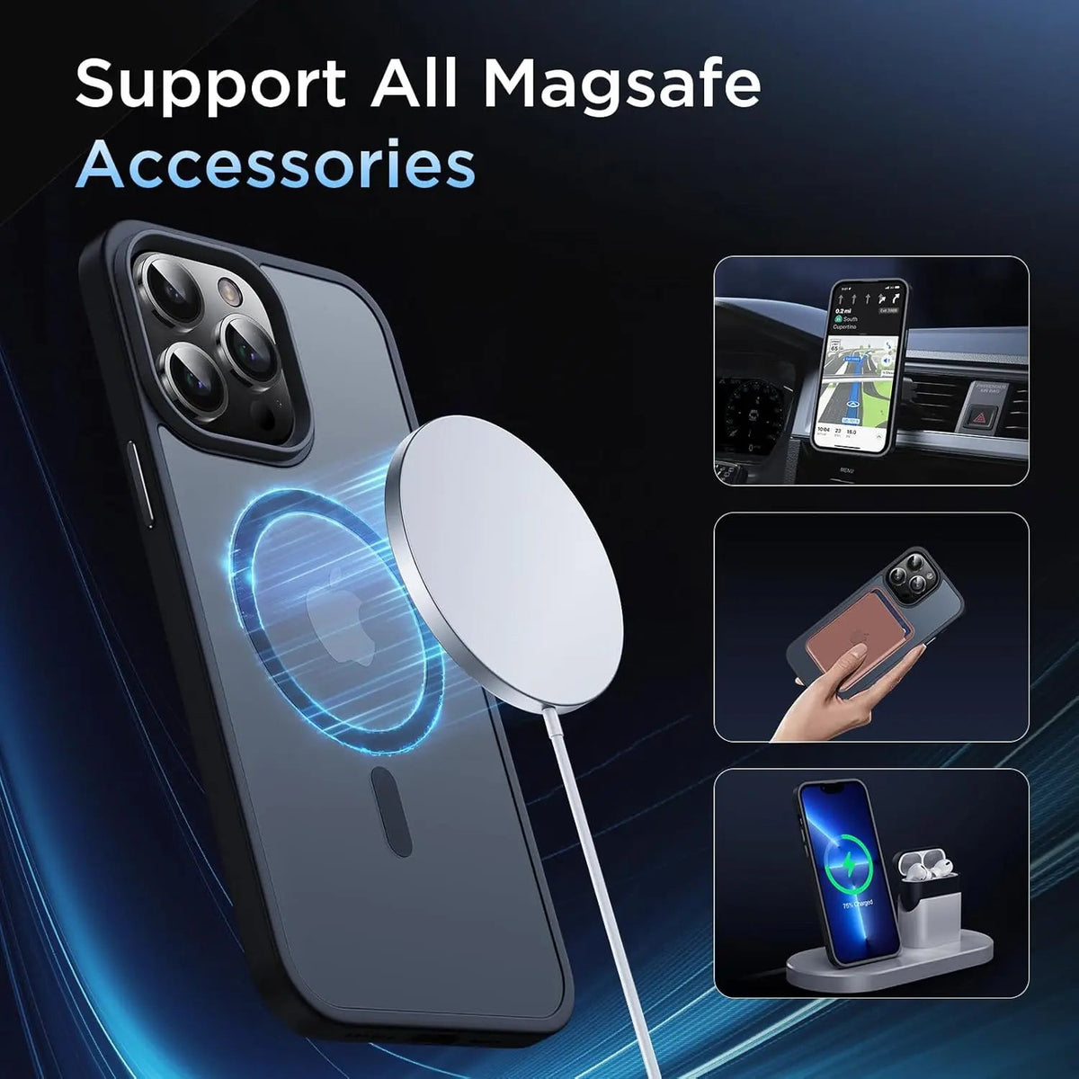 Entronix [Magnetic] Case Compatible with iPhone 14 Pro Max - Translucent Frosted Matte