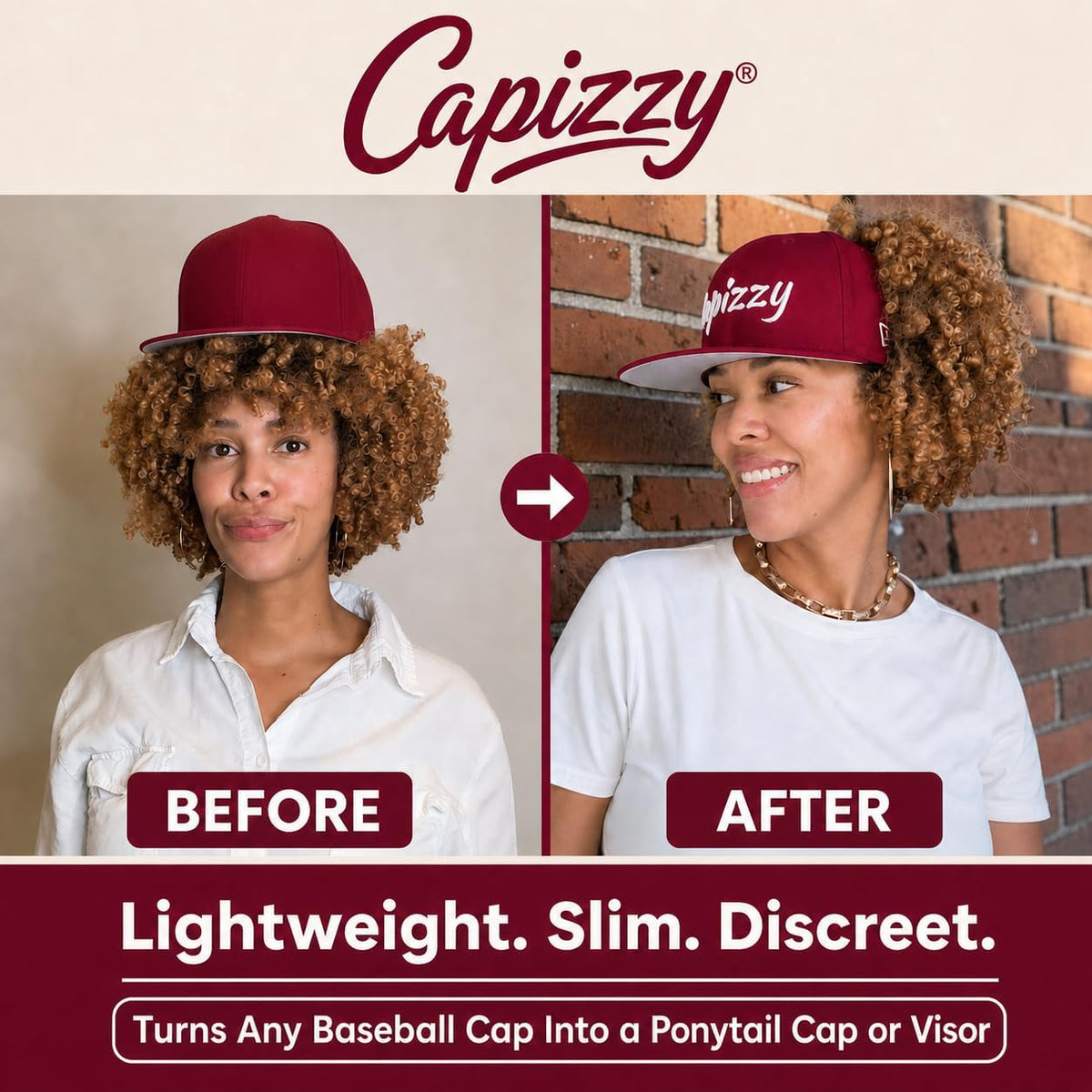 ADVANSYNC Capizzy - Converts Any Baseball Cap Into a Visor and Ponytail Hat