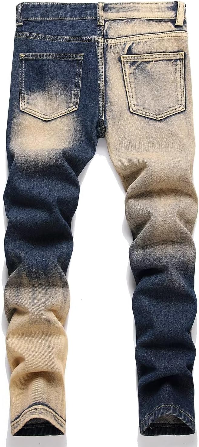 HENGAO Boy's Distressed Ripped Skinny Jeans