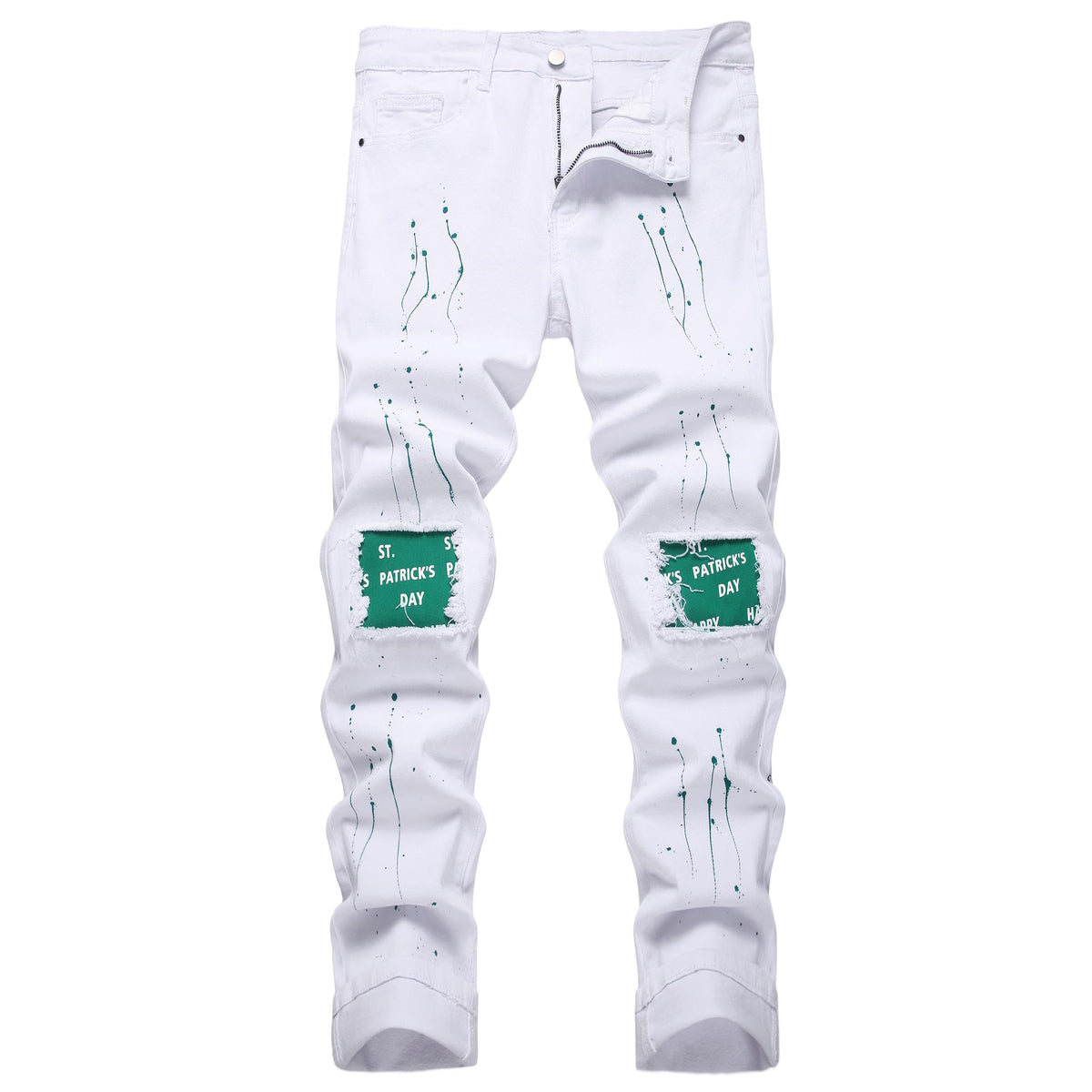 Men's Ripped Slim Fit Jeans Straight Leg Denim Pants
