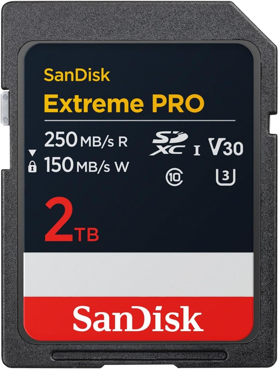SANDISK 2TB Extreme PRO SDXC UHS-I Memory Card - Up to 250MBs - C10, U3, V30, 4K UHD, SD Card - SDSDXXD-2T00-GN4IN