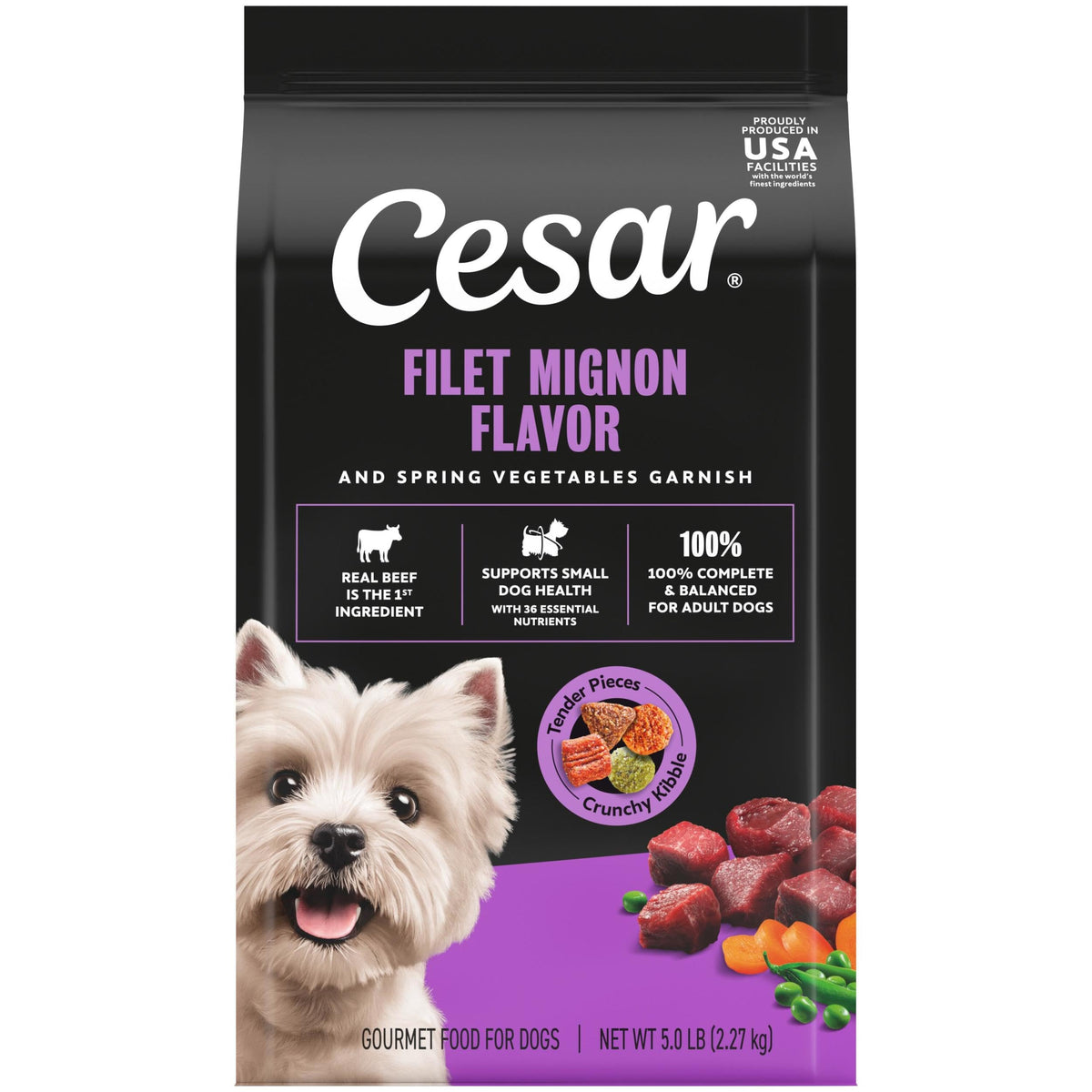 Cesar Small Breed Dry Dog Food, Filet Mignon & Spring Vegetables, 12 lb