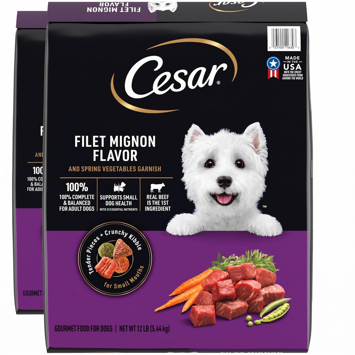 Cesar Small Breed Dry Dog Food, Filet Mignon & Spring Vegetables, 12 lb