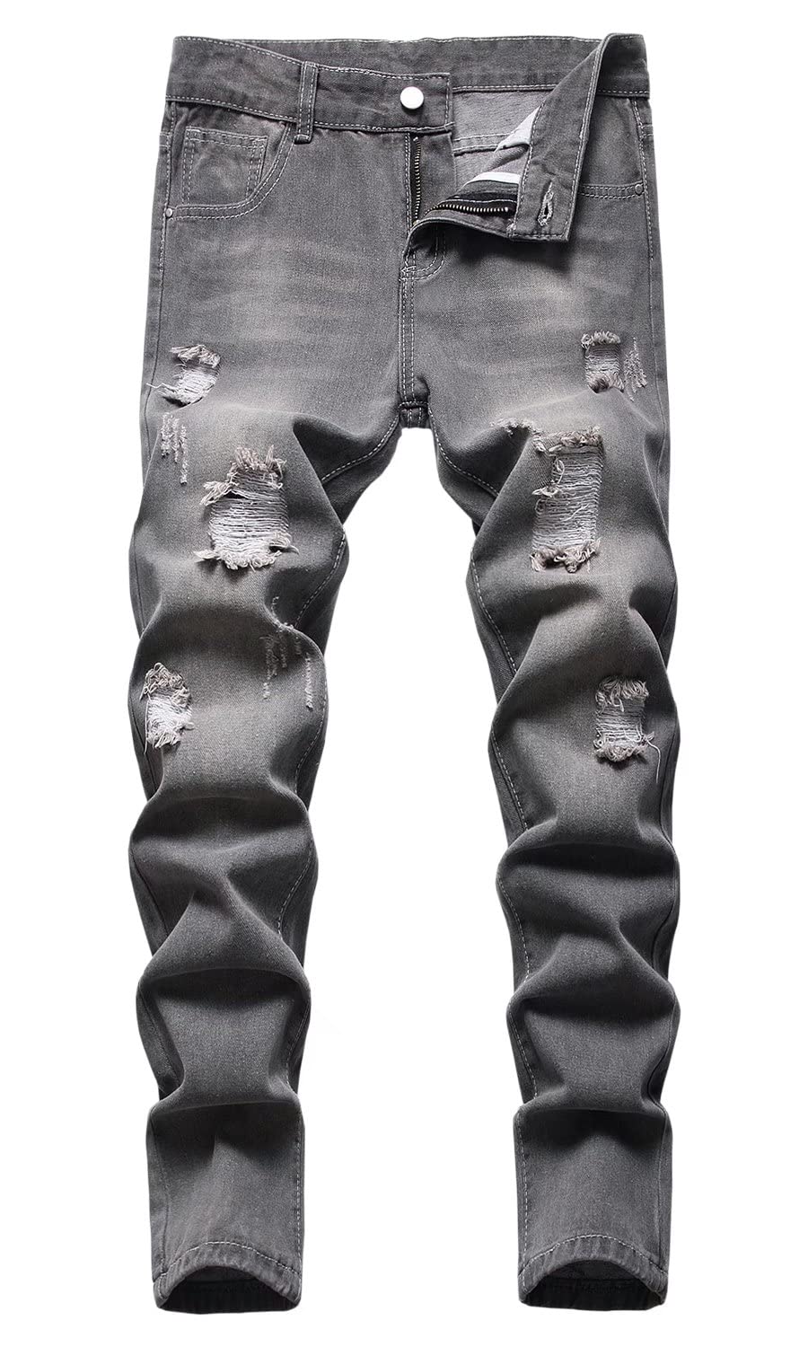 HENGAO Boy's Distressed Ripped Skinny Jeans