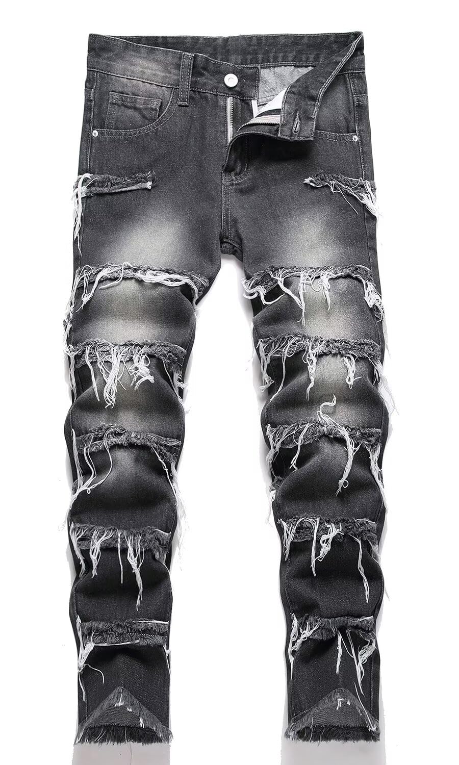 HENGAO Boy's Distressed Ripped Skinny Jeans