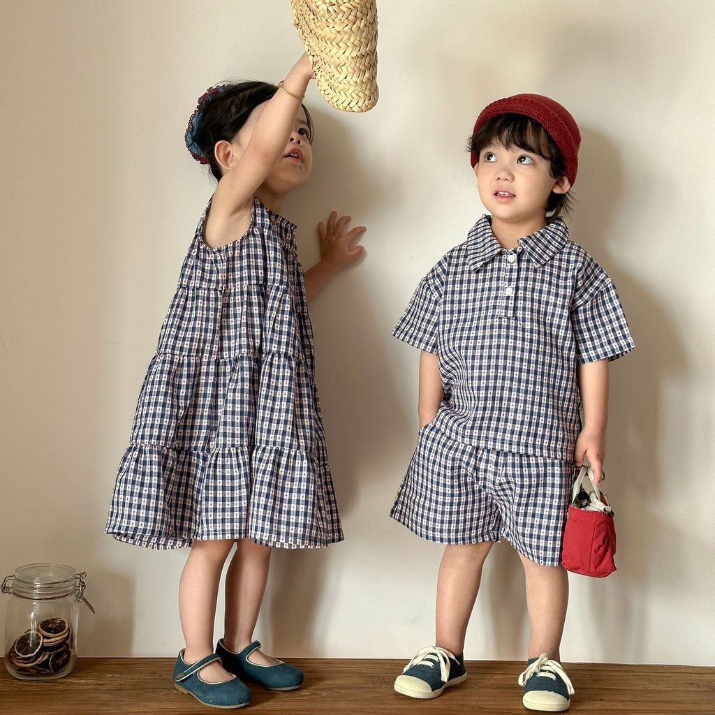 Kids' Shirt And Shorts Set Girls' Dress Sibling Matching Outfits
