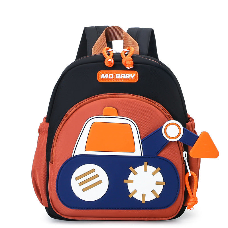 Cute Childrens Backpack Early Education Little Excavator Casual Shoulder Bag
