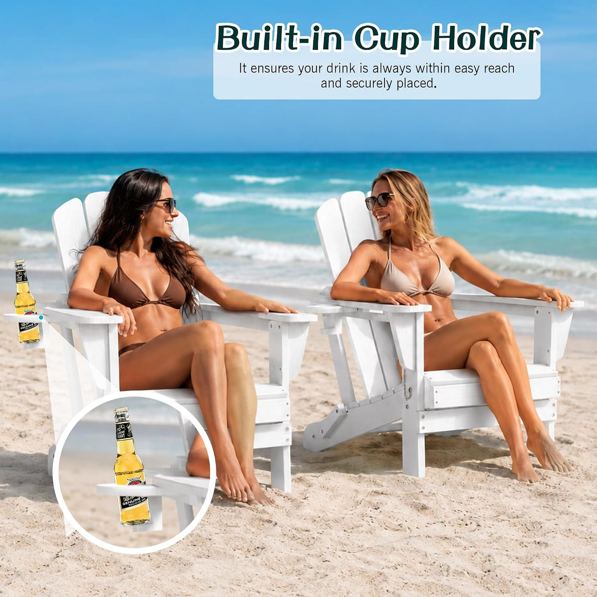 Adirondack Chairs Set of 2 - White HDPE Outdoor Seating
