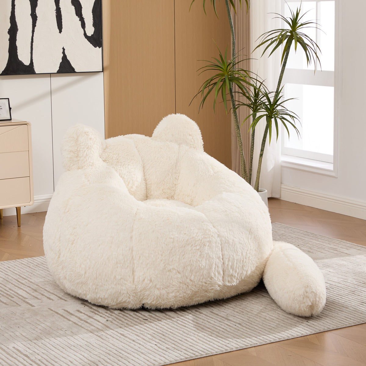 41.7'' W Boneless Single Sofa, Faux Fur Bean Bag Chair