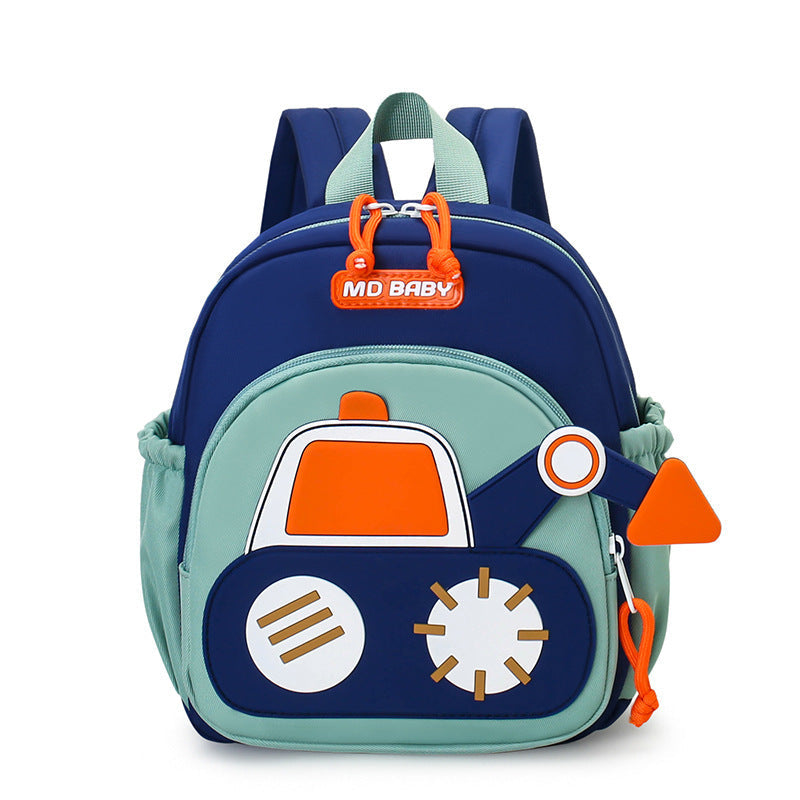 Cute Childrens Backpack Early Education Little Excavator Casual Shoulder Bag
