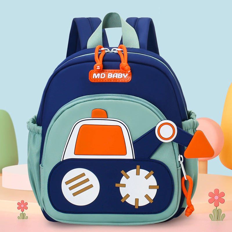 Cute Childrens Backpack Early Education Little Excavator Casual Shoulder Bag