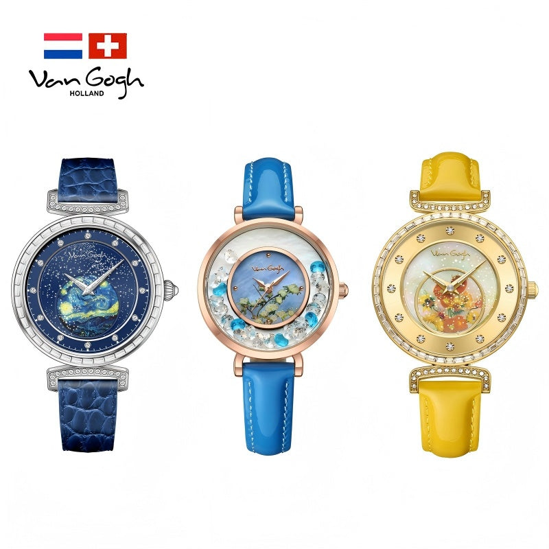 VAN GOGH Geneva Series Small Seconds Hand Leather Strap Quartz Wrist Women's Watch