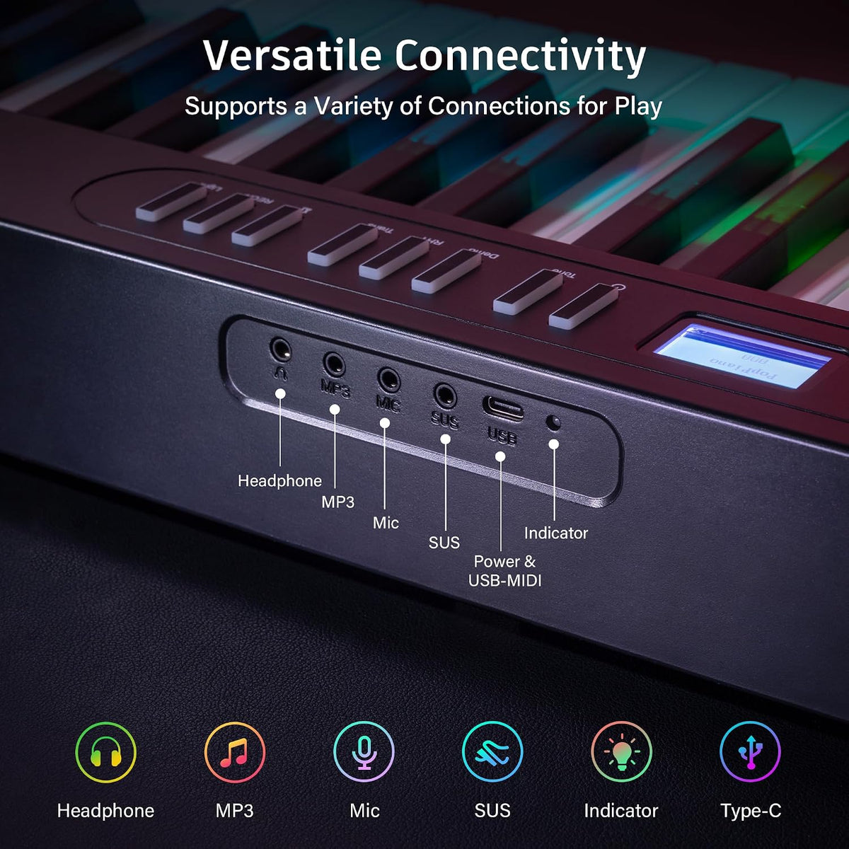 AiJoy 88-Key Folding Piano Keyboard with Light Up Semi-Weighted Keys
