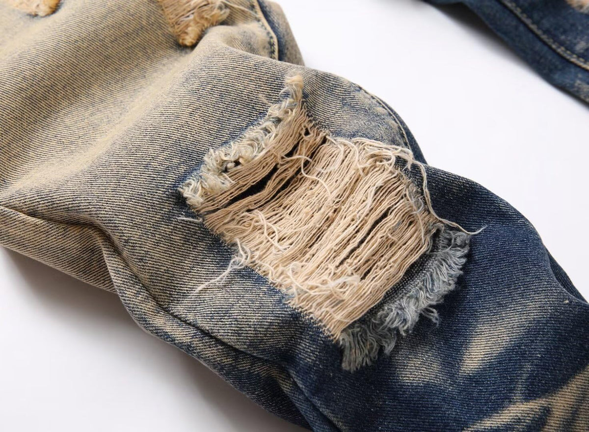 HENGAO Boy's Distressed Ripped Skinny Jeans
