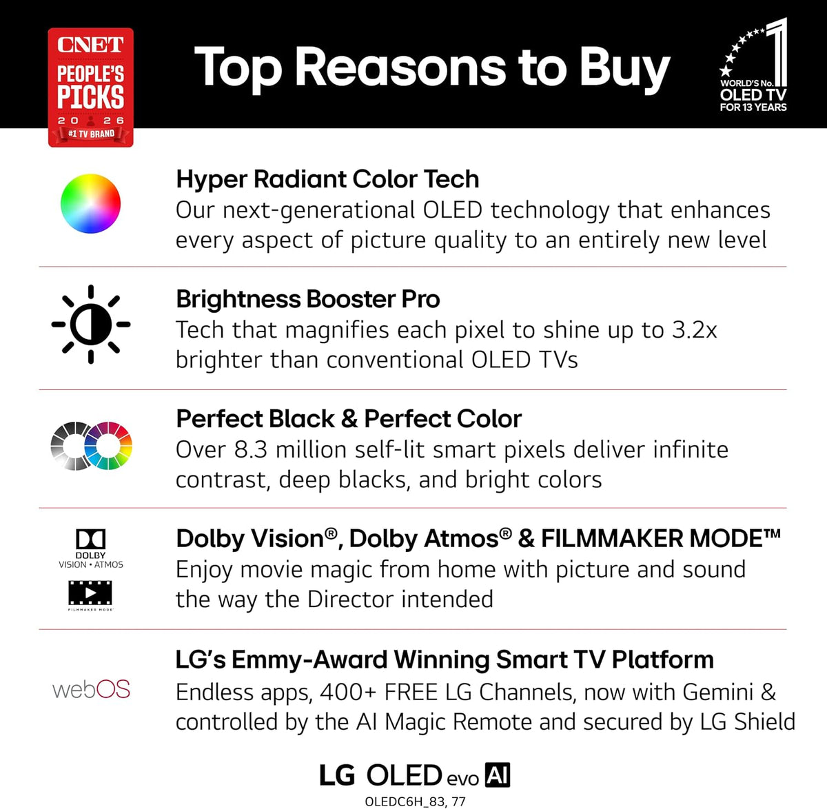 LG 83-Inch Class OLED evo AI 4K C6 Series Smart TV, 2026 Model