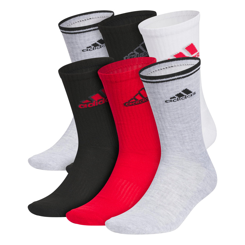 adidas Men's Athletic Cushioned Crew Socks 6 Pairs