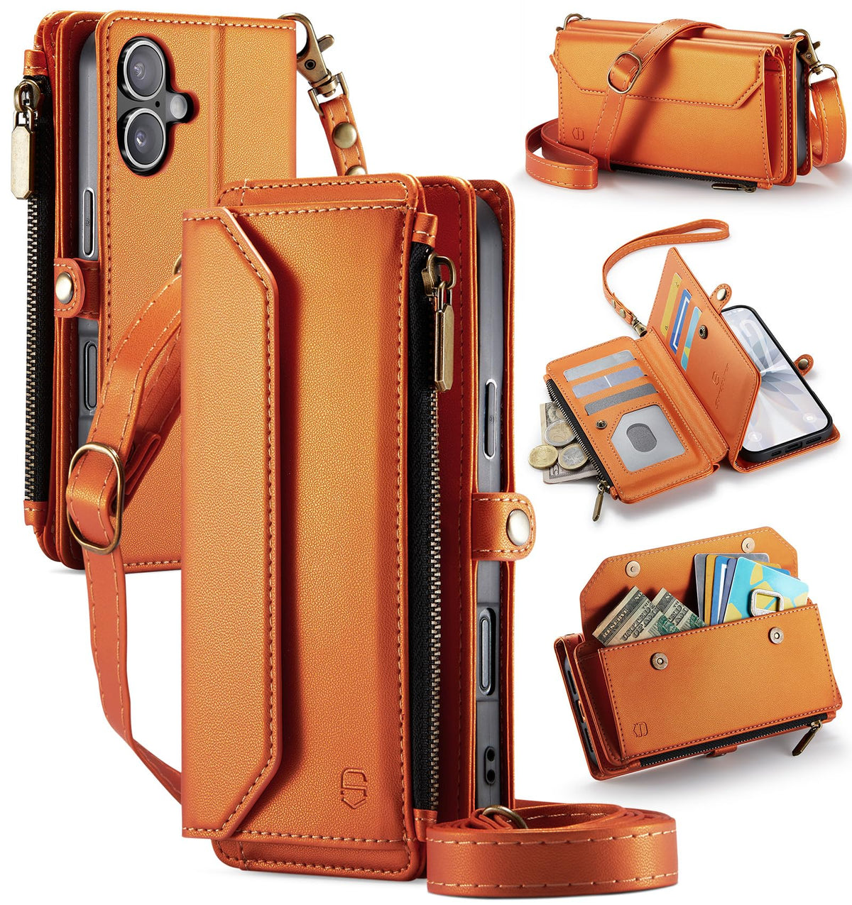 Strapurs for iPhone Air - Zipper Strap Wallet Case for Women, Purple