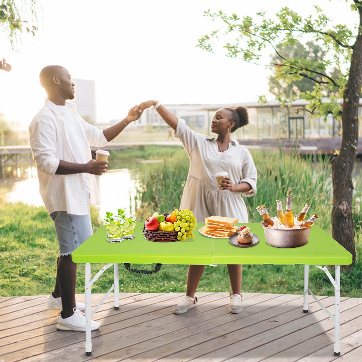 4ft Foldable Outdoor Table with Durable Construction - White