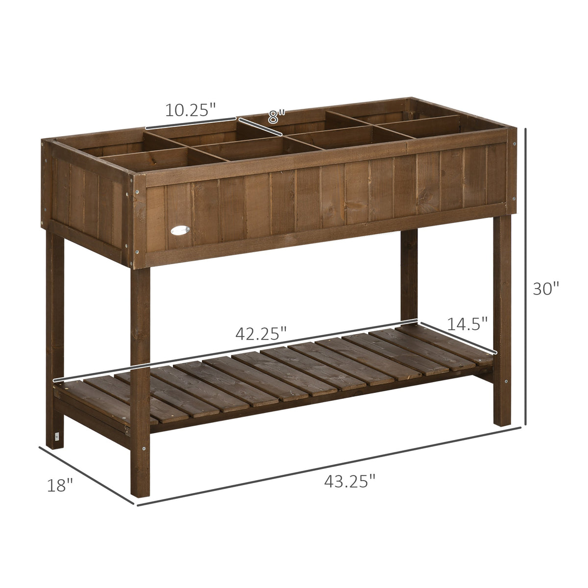 Outsunny 43x18x30in Raised Garden Bed