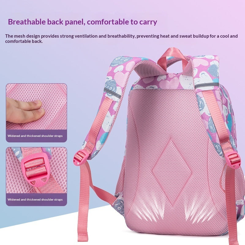 Spine-Protecting Load-Reducing Cartoon Cat Childrens School Bag