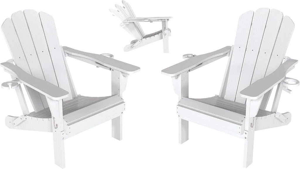 Adjustable HDPE Adirondack Chairs Set of 2 with Adjustable Backrest - White, Blue, Grey, Black