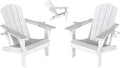 Adjustable HDPE Adirondack Chairs Set of 2 with Adjustable Backrest - White, Blue, Grey, Black
