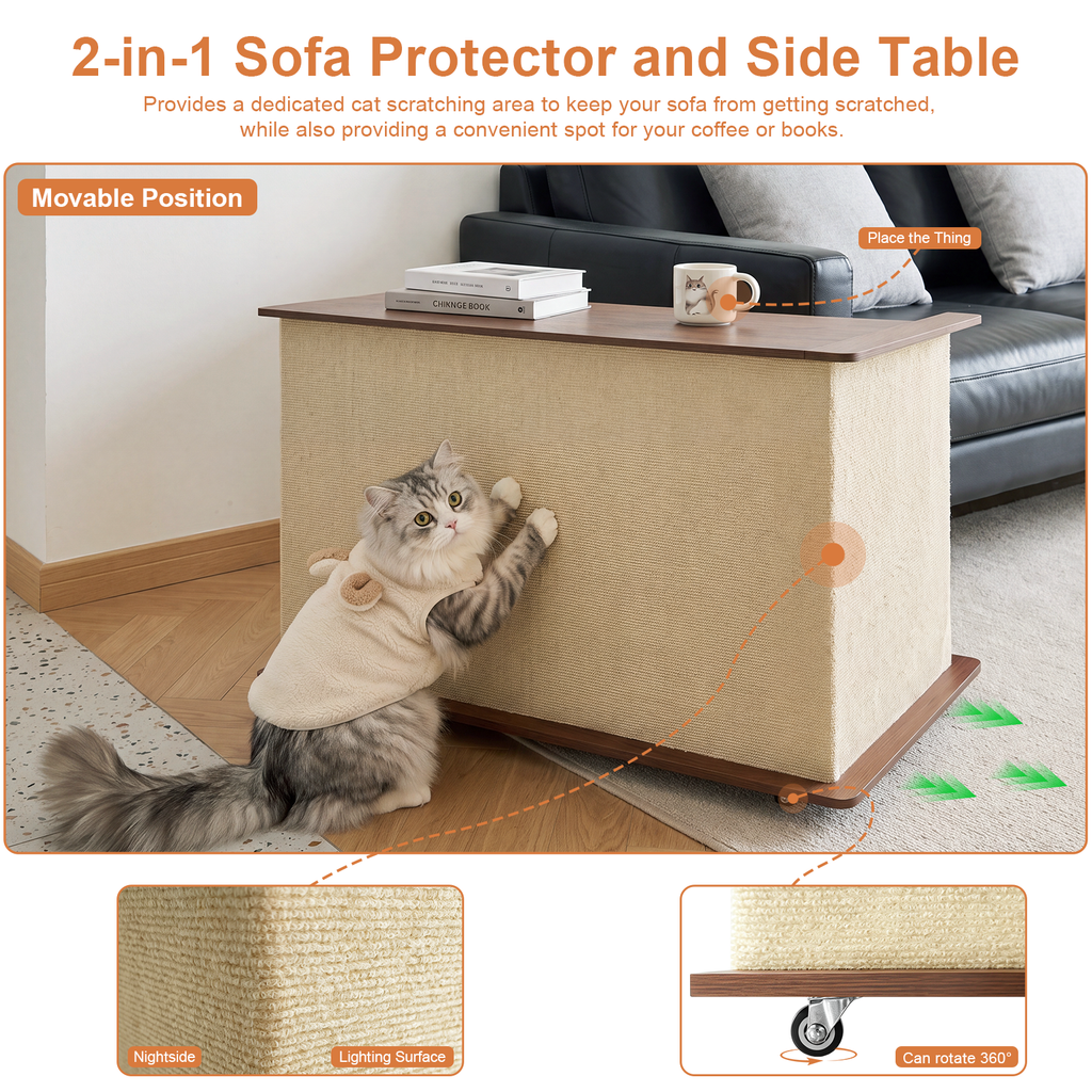 2-in-1 Cat Scratcher Side Table with Storage