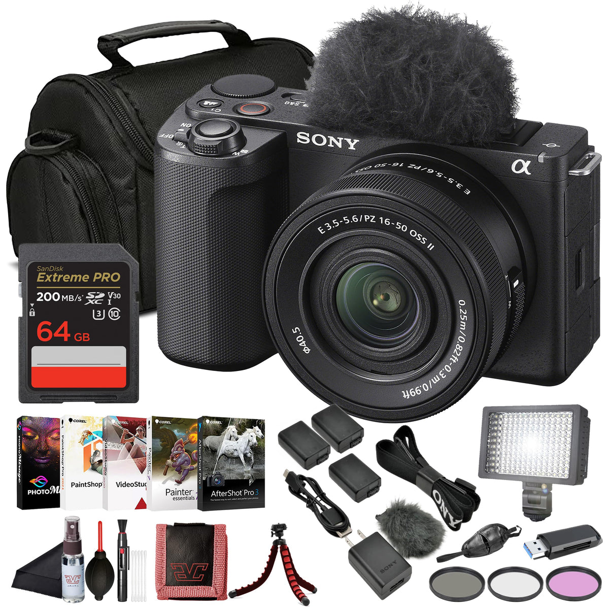 Sony Alpha ZV-E10 II Camera with 16-50mm Lens + Filter Kit (White) Bundle