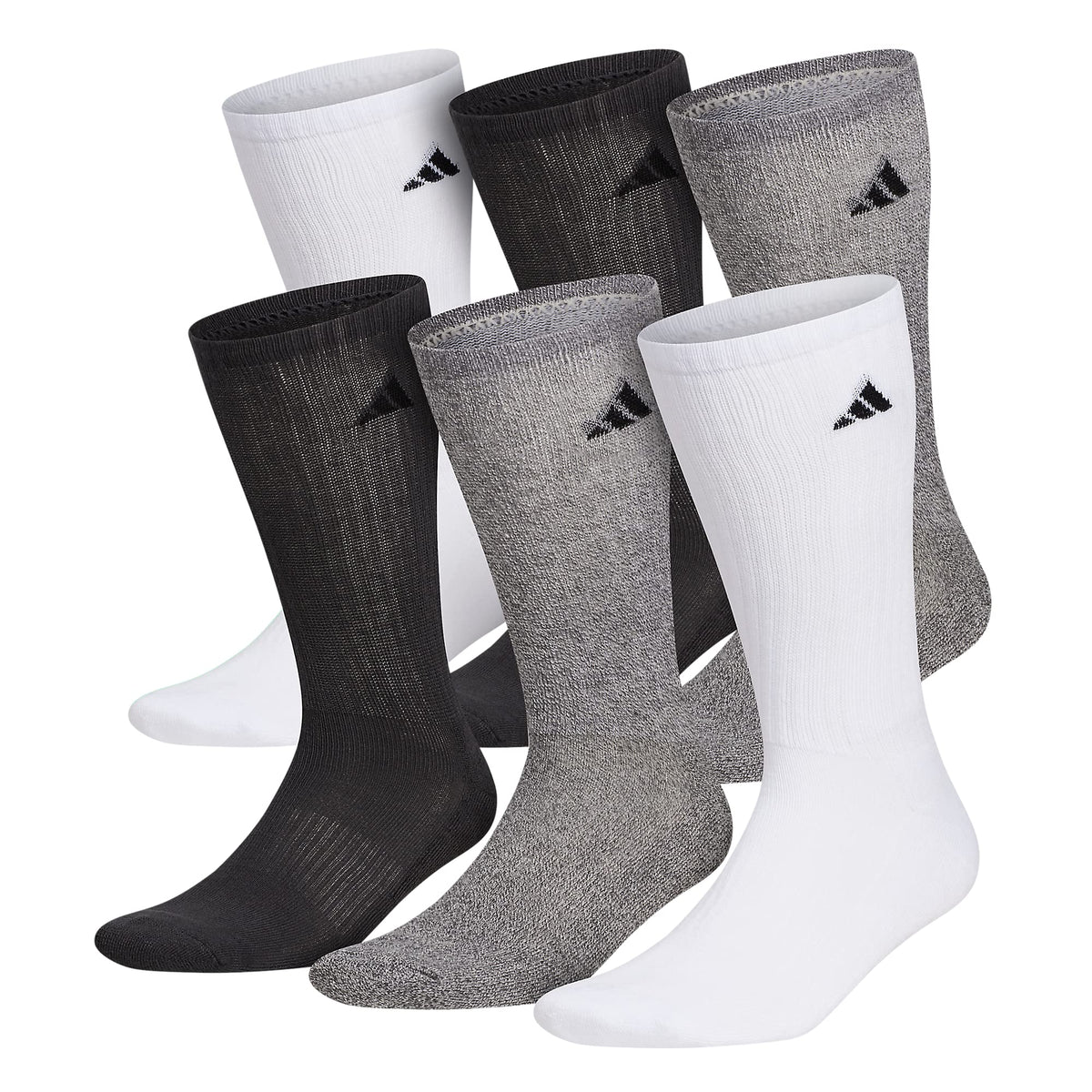 adidas Men's Athletic Cushioned Crew Socks 6 Pairs