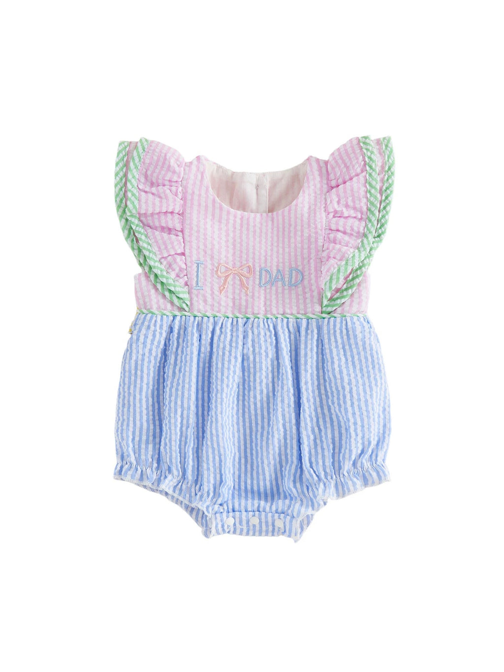 Bow-Embroidered Flared-Sleeve Romper And Bottoming Dress