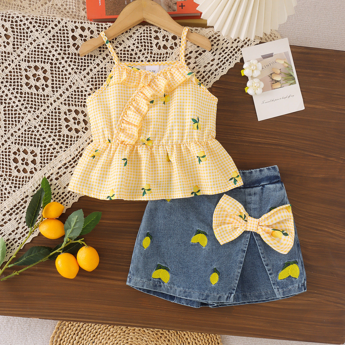 Sleeveless Multicolor Camisole Blue Shorts