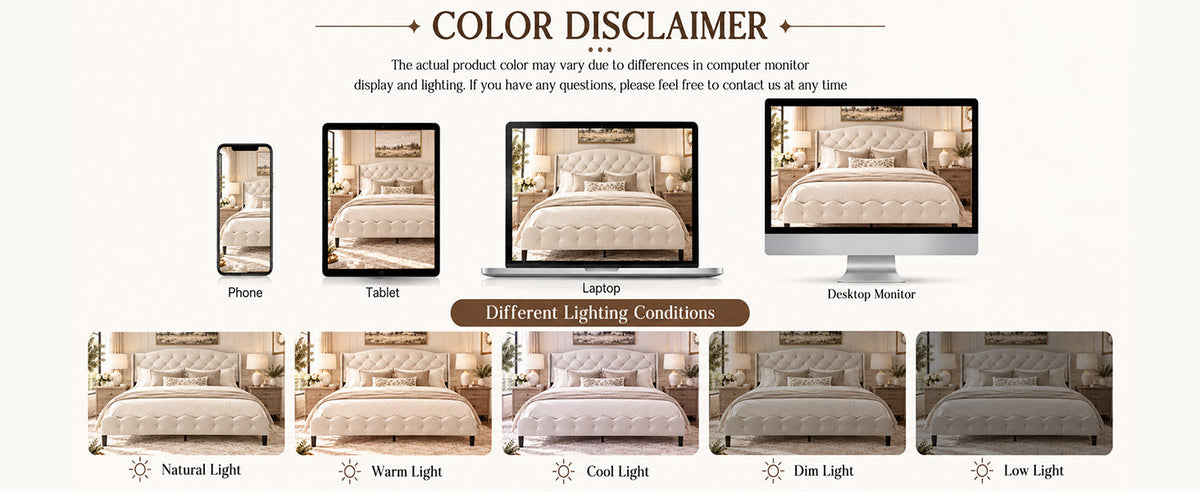 King Size Upholstered Platform Bed Frame with Velvet Tufted Headboard