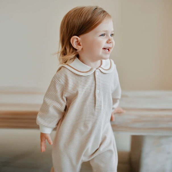 Baby's Springautumn Long-sleeve Striped Romper