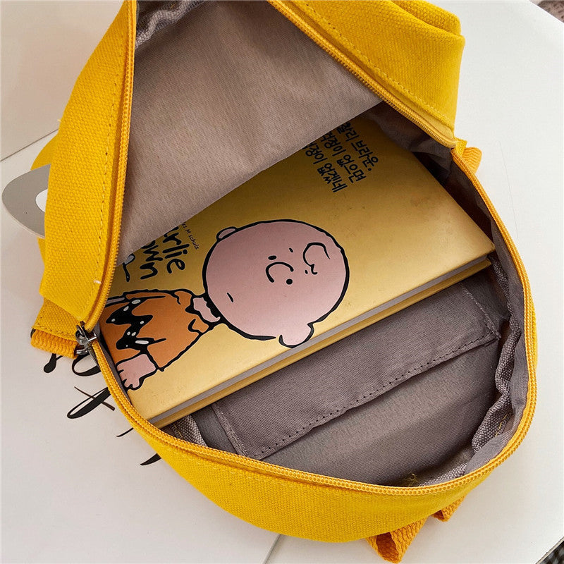 Boys Canvas Backpack Cute Cartoon School Bag