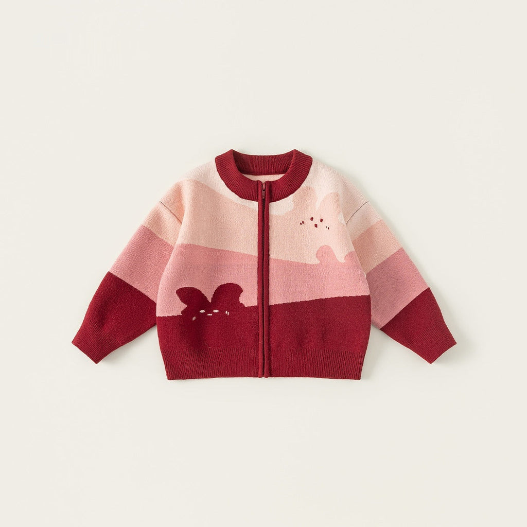 Cartoon Girls Sweater Jeans Set Acrylic Knitted
