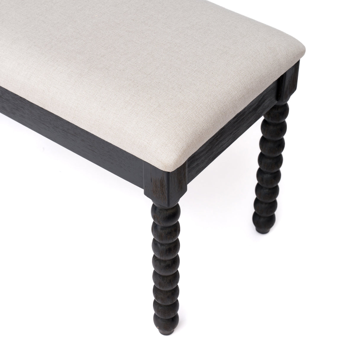 Farmhouse Wooden Storage Bench with Soft Cushion – Turned Spindle Legs