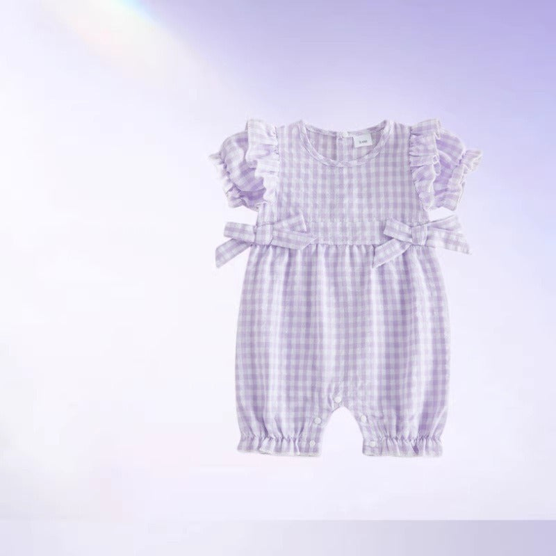 Summer New Arrival Baby Girls Plaid Onesie