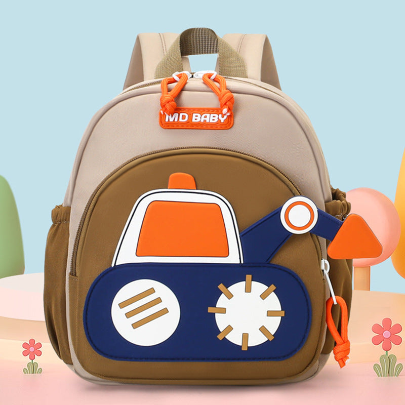 Cute Childrens Backpack Early Education Little Excavator Casual Shoulder Bag