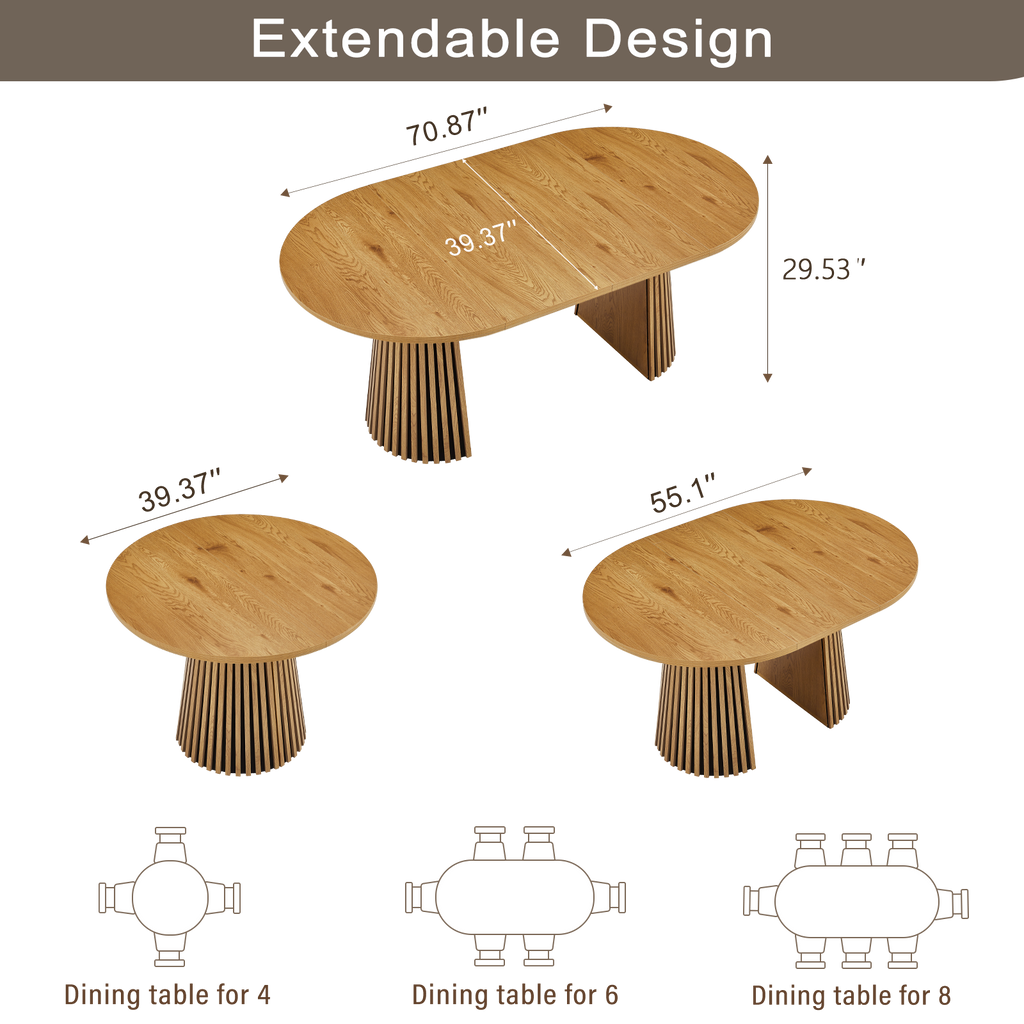 Flexible and Extendable Wooden Dining Table