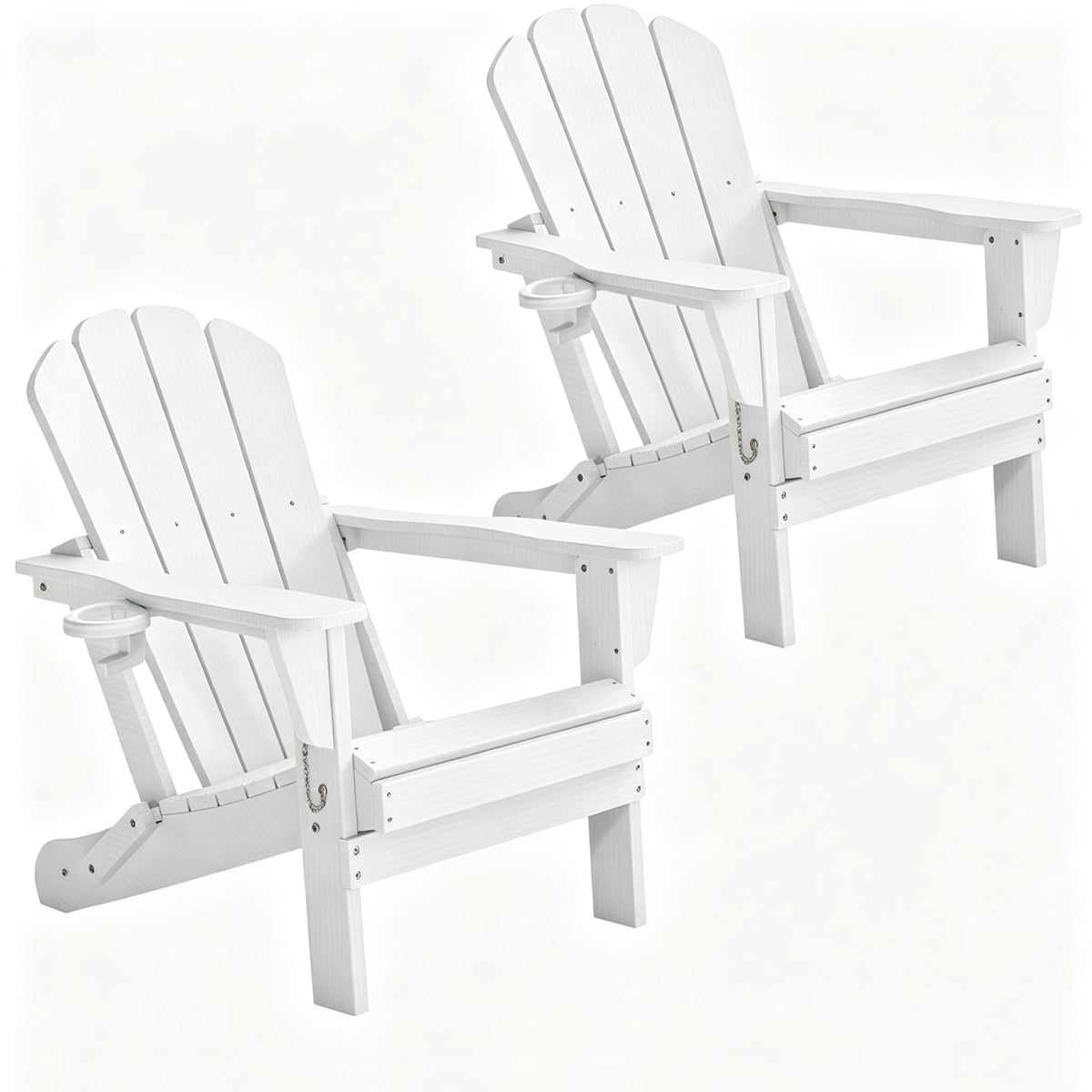 Adirondack Chairs Set of 2 - White HDPE Outdoor Seating