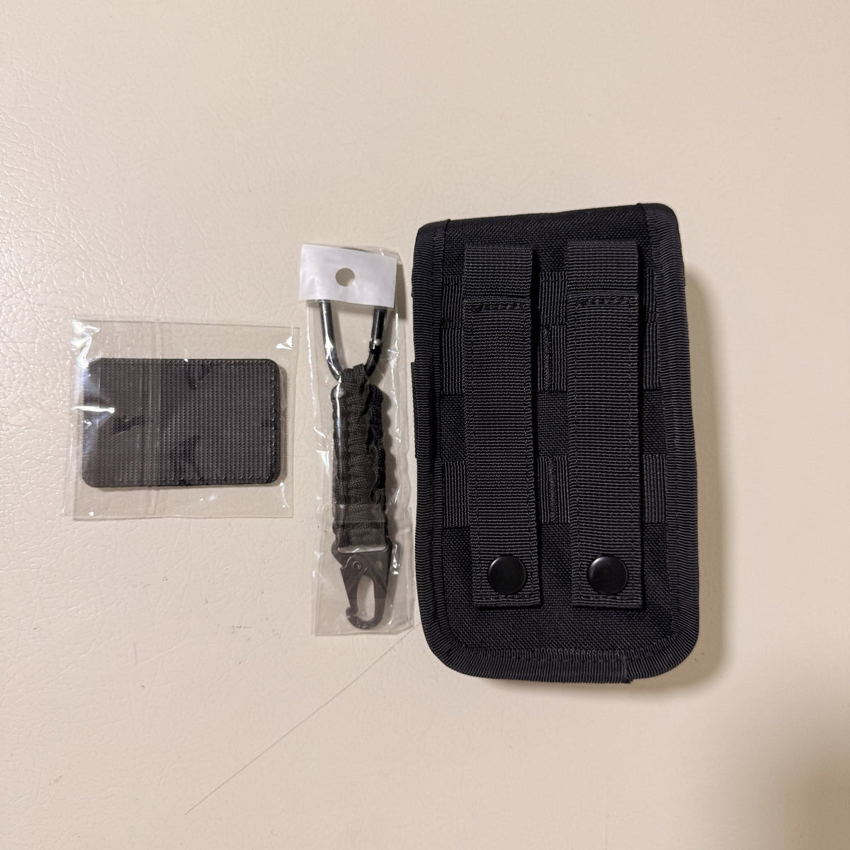 Tactical MOLLE Phone Pouch with Compass Buckle, Black, Fits 4.7-6.7 in
