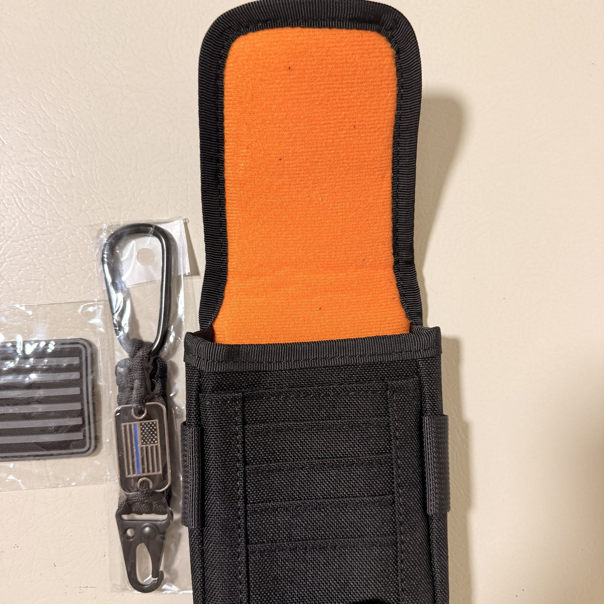Tactical MOLLE Phone Pouch with Compass Buckle, Black, Fits 4.7-6.7 in