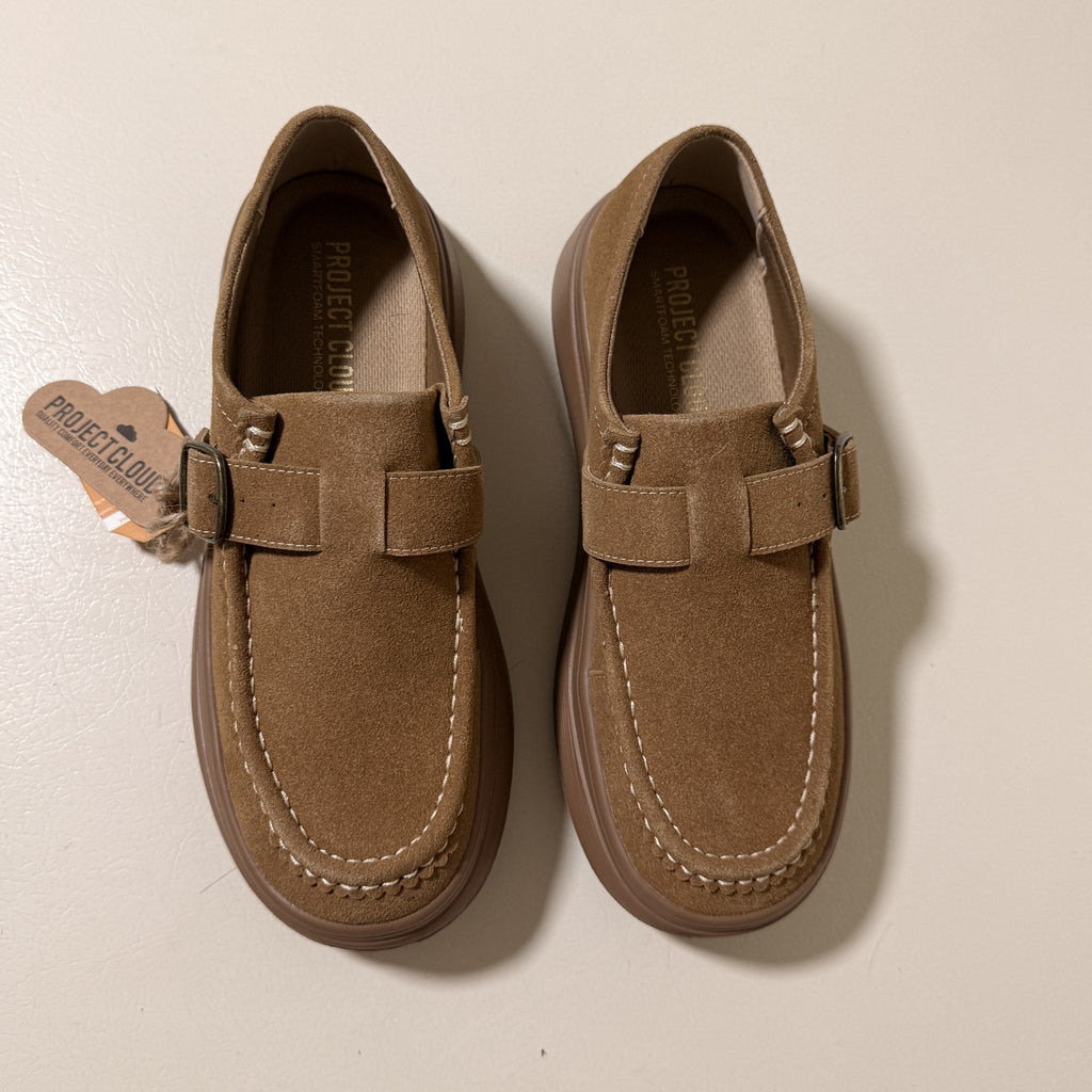 Project Cloud Della Suede Platform Loafers, Women's US 8.5, Brown