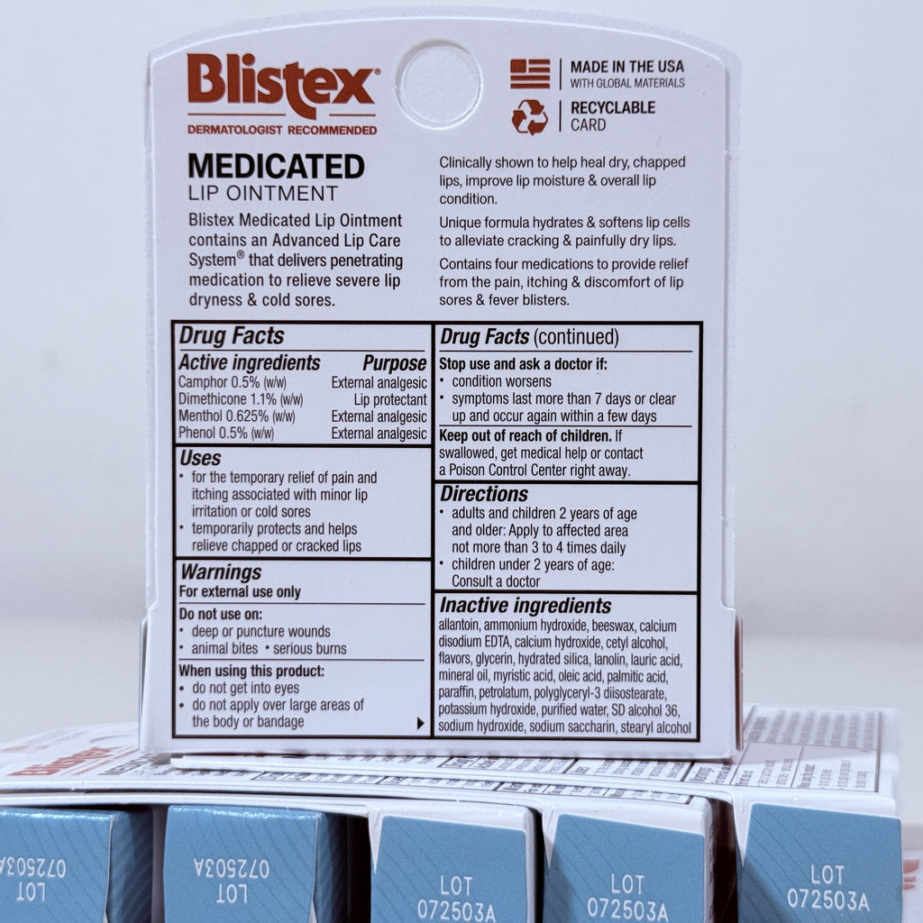 Blistex Medicated Lip Ointment 0.21 oz, Pack of 6, Exp 07/2028