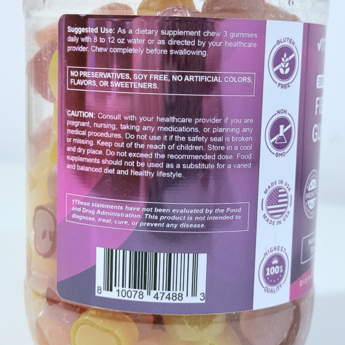 Fiber 7g Gummies, Berry, Peach & Strawberry, 240 Count, Exp 01/2028