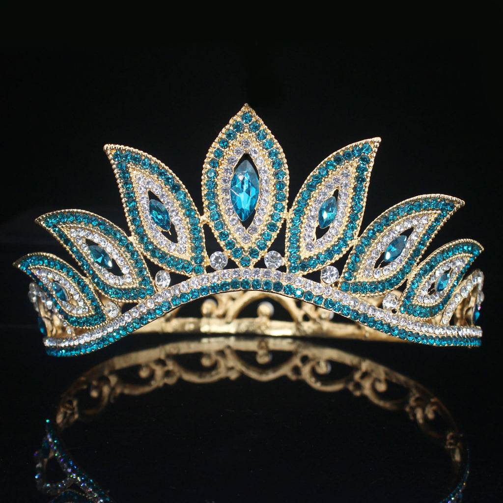 Crystal Bridal Tiara Crown – Vintage Queen Rhinestone Wedding Diadem in Gold or Silver
