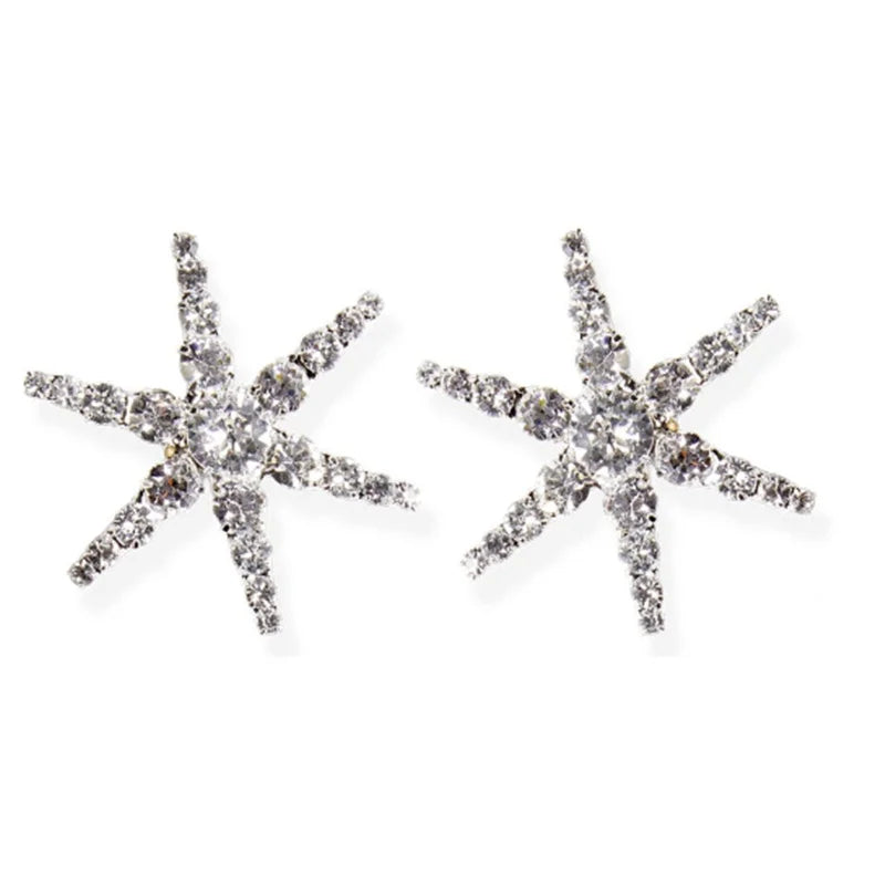 Rhinestone Star Dangle Earrings for Women – Clear Crystal Star Drop Earrings in Gold & Silver