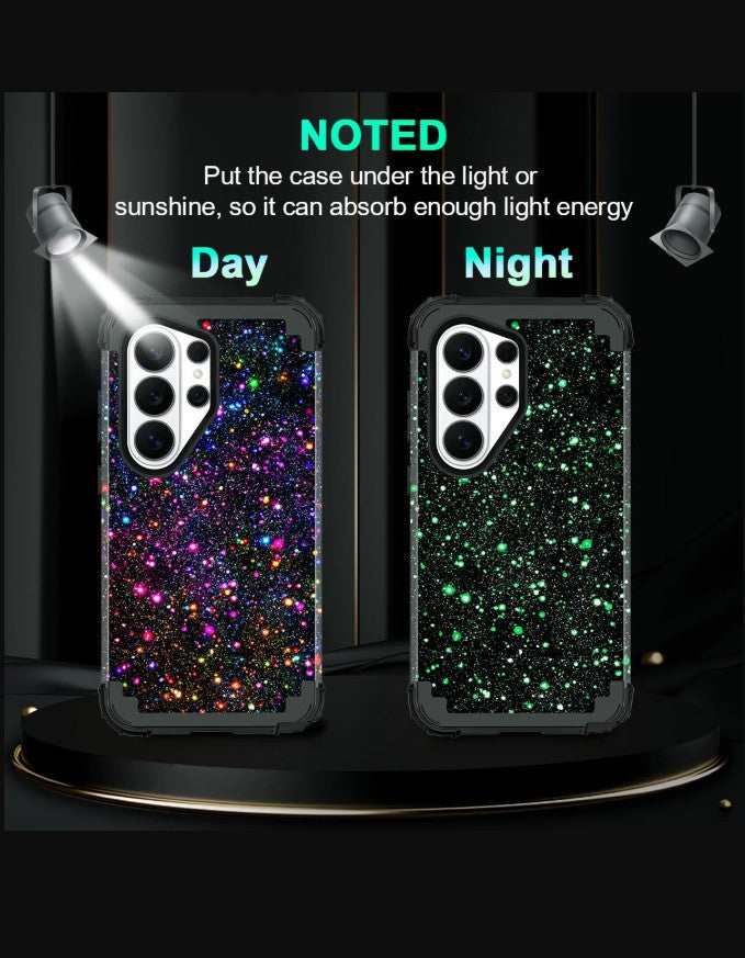 Glitter Case for Samsung Galaxy S26 Ultra, Glow in the Dark, Black