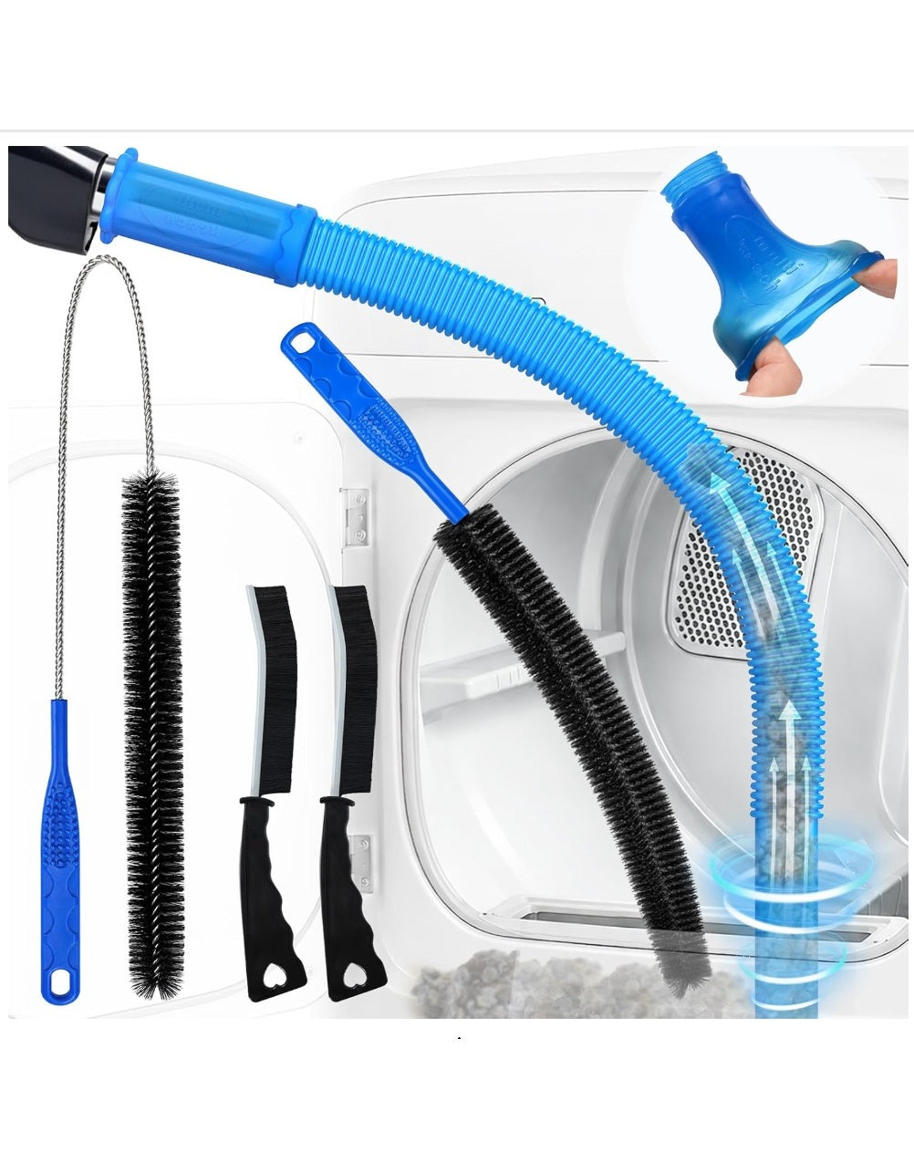 Dryer Vent Cleaner Kit, Vacuum Hose Attachment, 5 Piece, Blue